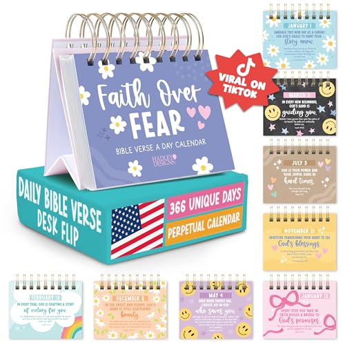 Daily Bible Verse Desk Flip Calendar 2026 - Daily Scripture Flip Calendar, Inspirational Desk Calendars 2026, Christian Perpetual Calendars, Motivational Quotes for Desks, Christian Graduation Gifts
