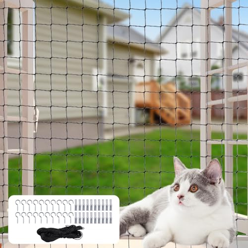 WhizNook Filet de Protection Chat en Nylon 3x4m, Filet Chat Balcon Noir