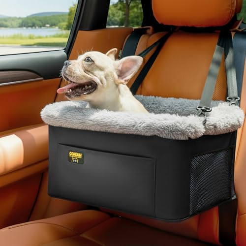 Conlun Siège Auto pour Chien de Petite Taille et Chat, Panier Chien Voiture avec Structure en Acier Renforcé, Transport Chien Voiture Imperméable avec Laisse de Sécurité, Jusqu'à 9 kg (40x33x22 cm)