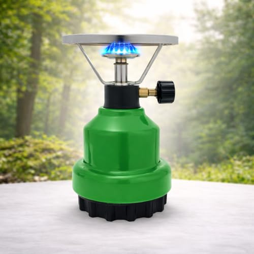 Fit4Blackout Campingkocher – Gaskocher, 1‑flammig, Camping Gaskocher grün für Outdoor & Notfall, Kompakter Gas Campingkocher