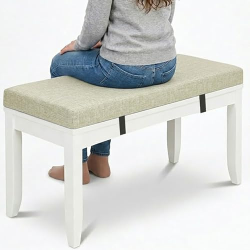 Genérico Cojín para Banco A Medida Grosor 5cm, Cojín Asiento Interior Exterior De Lino Antideslizante Desenfundable, Colchoneta para Ventana Zapatero Columpio(Beige,75x35cm)