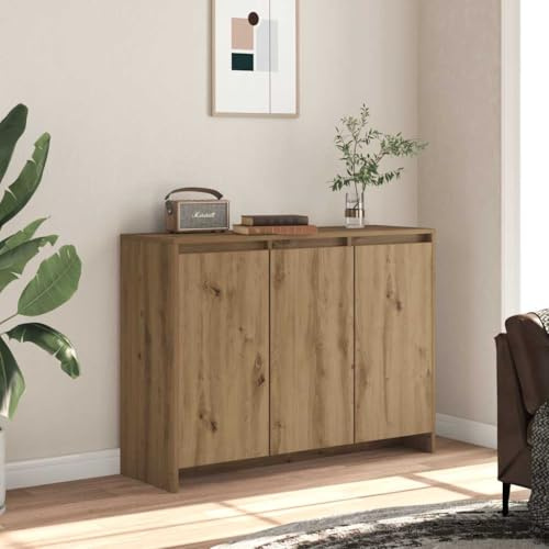 YunCangg Skänk Artisan-ek trämaterial 102 x 33 x 75 cm med stort förvaringsutrymme, vardagsrumsskåp, köksbuffé, förvaringsskåp, köksmöbler, bufféskåp