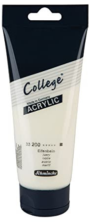Schmincke - College Acrylic, Elfenbein in 200 ml-Tube, 33200014, Acrylfarbe mit Künstler-Pigmenten in hoher Konzentration, deckend und lasierend, lichtecht, seidenmatt