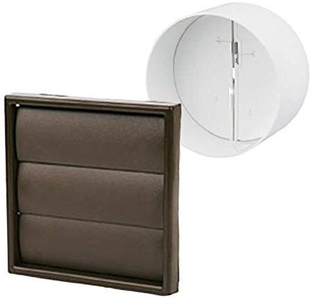 Brown Gravity Square Extractor Air Vent & Back Draught Shutter 4 Inch Ducting