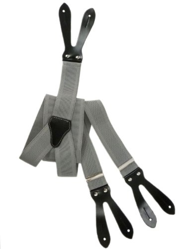 Olata Bretelle Eleganti a Forma di Y, Elastiche con Asole per Bottoni, 3,5 cm. Grigio Luce