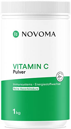 NOVOMA Vitamine C Pure 1kg, 1000mg par dose, Acide L-Ascorbique en Poudre Ultra Fine, Puissant Antioxydant, Système Immunitaire & Fatigue, Cuillère Doseuse Incluse