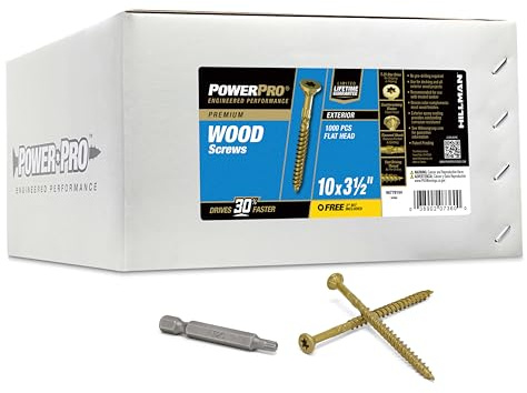 Power Pro Premium Exterior Wood Screws, #10 x 3-1/2 Inch All-Purpose Deck Screws for Outdoor Projects, T-25 Star Bit Included, Bronze, 1000 Pieces | 967781V4