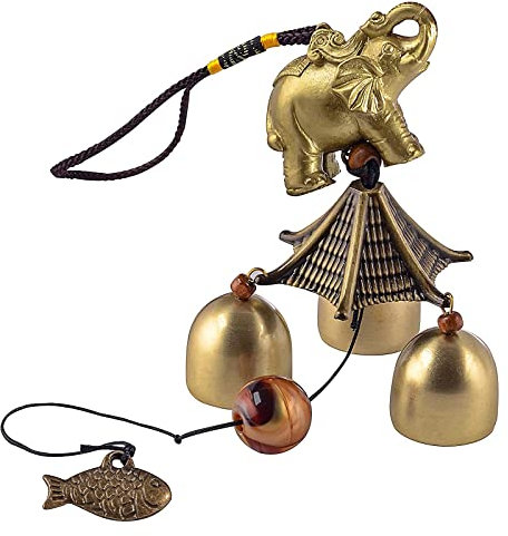 Carillon éolien en forme d'éléphant pour décorations de jardin, clochette chinoise porte-bonheur en métal pour intérieur et extérieur