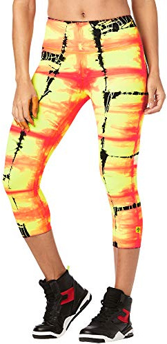 Zumba Fitness Dance Workout Active Compression Print Capri Leggings for Women