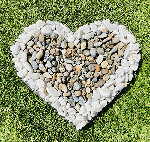 Gartenwelt Riegelsberger Herz Gitter mit kleinen Carrarra & Rheinkies Steinen für Allerheiligen Grabschmuck Grabgestaltung Grabdeko Pflanzschale