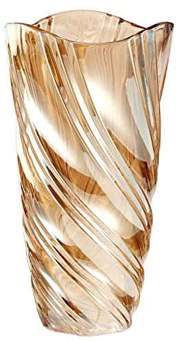 CEMABT Bottiglia per vaso di fiori in vetro addensato da 3,4 libbre, squisito stile soffiato a mano di lusso, decorativo per composizioni floreali, matrimoni (Ambra saia)