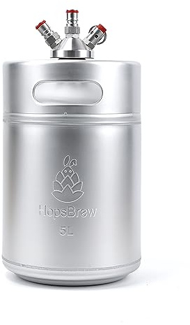 Hopsbrew Mini 304 Edelstahl Keg Growler (5L Standard Silber mit Speer)