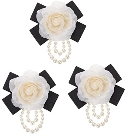 Abaodam 3stücke Lapel Pin Blume Brosche Mit Perlen Für Anzug Hut Schal Accessoire Für Besondere Anlässe Hochzeiten Und Partys Stilvolle Dekoration Cremefarben