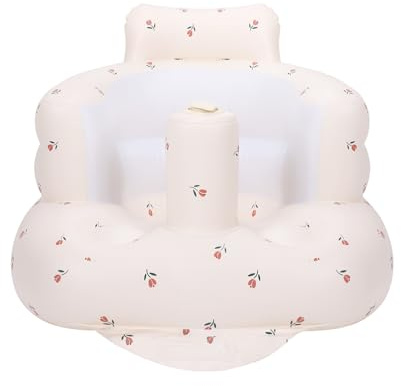 AirSwim Inflatable Baby Seat, Inflatable Baby Chair with Built-in Pump | Blow Up Baby Chair for Babies 3 Months and Up, Baby Sit Up Chair Floor Sofa for Learning to Sit, Palying, Camping, Tulip