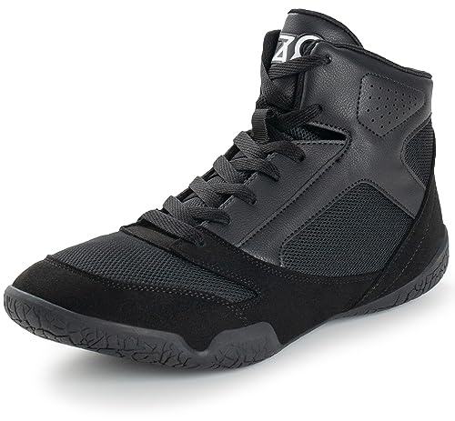 ZVC Wrestling Shoes Men Boxing Shoes for Fighting Shoes Powerlifting Bodybuilding Boots Footwear Black