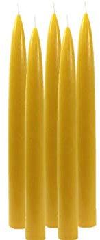 5 Stück 100% Bienenwachs weiß oder gelb TischKerze Leuchterkerze Tafelkerze 2,5 x 24,5 cm, aus BIOLAND Imkerei, Bienenwachskerze (Bienenwachs gelb)