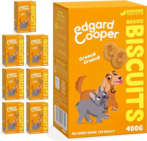 Edgard & Cooper Golosinas naturales para perros - Galletas para Premiar - Plátano - (7 x 400g Box), Sin cereales, premios para perros veganos, bocaditos para entrenamiento llenos de fruta fresca