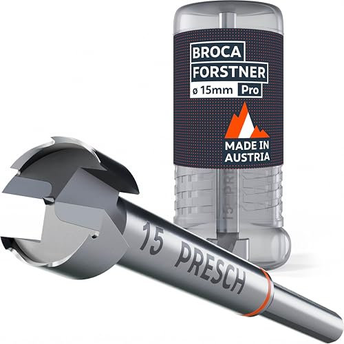 Broca Presch Forstner Ø 15mm - Broca para madera ultra afilada y duradera - Punta central de alta precisión para agujeros perfectamente redondos - Rendimiento fiable con vida útil optimizada
