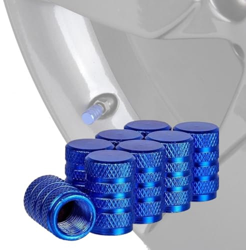 JEYORZY 8 pezzi Tappo valvola in Alluminio, Tappi per Valvole Pneumatici, tappi copripolvere con guarnizione per valvole auto, moto, rimorchi, biciclette, tappi per auto, tappino bici