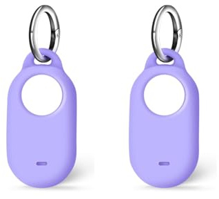 Msagkah 2 stycken silikonskal för Samsung Galaxy SmartTag 2, 2 st förlustsäkra och hållbara mjuka fodral med nyckelring för SmartTag 2 (lila)