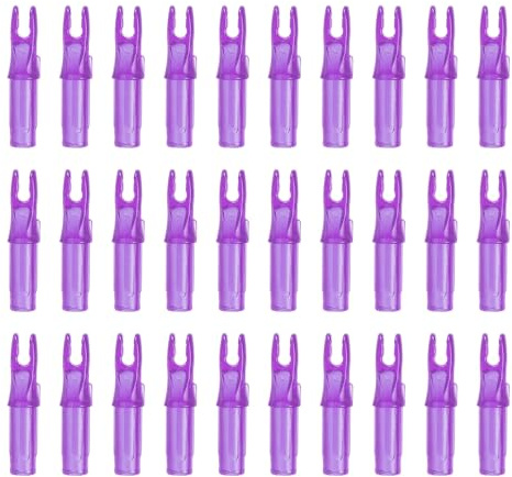PATIKIL Encoche De Flèche Tir À l'arc 6.2mm30 Pièces Encoche De Remplacement en Plastique pour Flèche pour Chasse Tir Arc Classique Arc À PouliesViolet Transparent