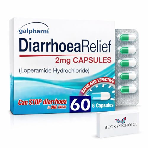 60 Anti Diarrhea Loperamide 2mg Capsules (10 Packs - 6 Capsules Each) – Fast-Acting Anti Loose Motion Instant Diarrhoea Relief Tablets