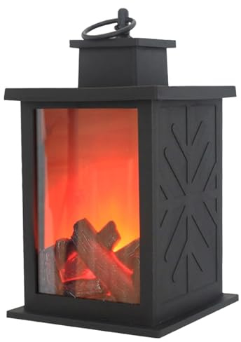 Camino elettrico, senza fiamma, realistico, a LED, alimentato a USB/batteria, portatile, da tavolo, effetto fuoco per la casa, finto camino circonda la luce dell'atmosfera festiva (rotonda)