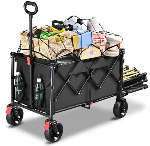 YEAUPE PRO Carro Playa Plegable Fondo Abatible 200kg 160-240L Negro