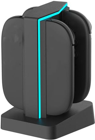 Fabater Kontrollladdare, 4-i-1 Kontrollladdare med LED-indikatorer och RGB-lampor, Smart Circuit Protective, Passar för kontroller