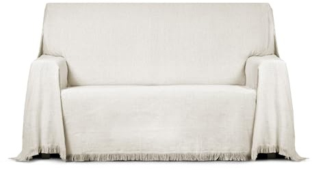 ECOMMERC3 | Plaid Multiusos Riviera 300x260 cm para Sofá y Cama - Cubrecama Algodón Color Crudo - Colcha Decorativa Fabricada en España