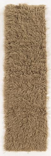 Linon New Flokati 1400gram Mushroom Wool Shag 2'4 X 8'6 Runner Rug