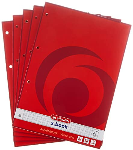 Herlitz Arbeitsblock x.book A4, Sonderlineatur kariert mit Beschriftungsfeldern, 5 Stück