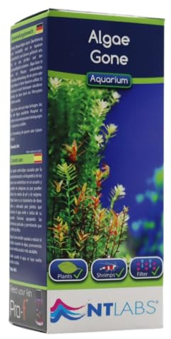 NT Labs Aquarium Algae Gone, Powerful Algae Treatment, Clarifies Green and Cloudy Water, Plant-Friendly, Lowers Algae-Causing Phosphate, (100ml - Treats 500L)