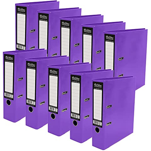 Pukka Pad, Brights A4 Lever Arch Files – 10 Pack – 70mm Spine with Customisable Label for Large Amounts of Documents and Thumb Hole Retrieval – 32 x 28cm, Purple