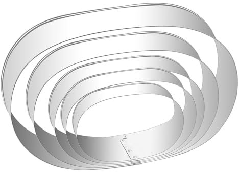 Lot de 5 emporte-pièces ovales en acier inoxydable - Formes géométriques pour la cuisson de biscuits ovales faits maison - Moules à biscuits (10 cm à 2,5 cm)
