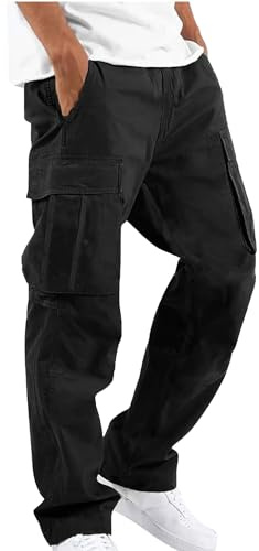 DUOLUVA Pantalon Homme Cargo Pant Men's De Travail Extensible Homme Noir L