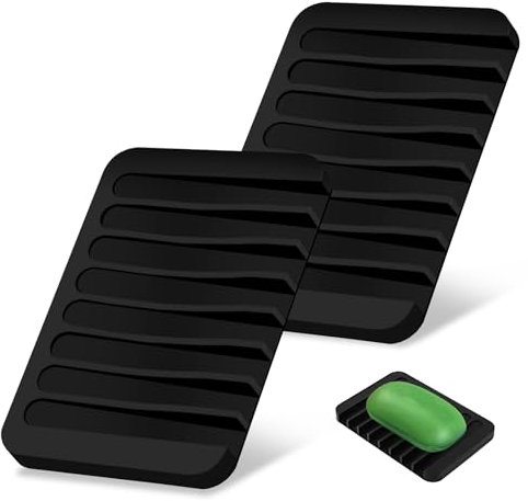 2 Pcs Porta Sapone Bagno Autodrenante，Portasapone in silicone，Porta saponetta bagno,Portasapone con Scarico，per Bagno,Lavello da Cucina，Viaggi