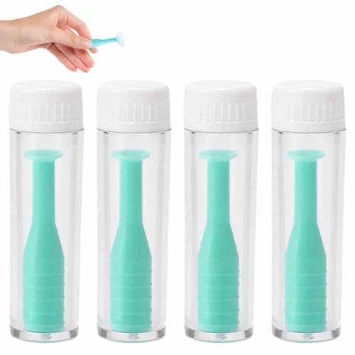 4 Pieces Silicone Contact Lens Inserter Remover Set, Contact Lenes Suction Holder, Portable Daily and Monthly Hard Lenses Tool, Hygienic Suction Holder, Easy Grip, Lightweight, for Travel Outdoor