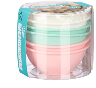 Makio M Juego de 6 Boles de Plástico PP, 300 ml, Cuenco: 11,5 x 11,5 x 5 cm, Cuencos Colores Menta, Blanco y Rosa