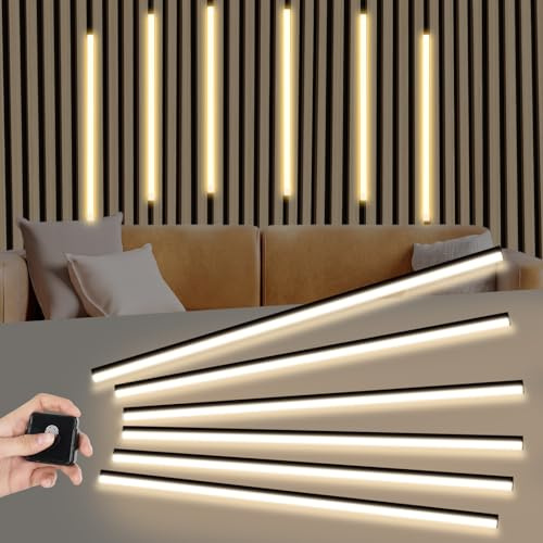 WMLBK Svart LED för akustiska paneler, 6 x 100 cm infällda akustiska paneler, LED-remsor, flexibel LED-list, 12 x 12 mm, LED-list, tillbehör, akustiska paneler