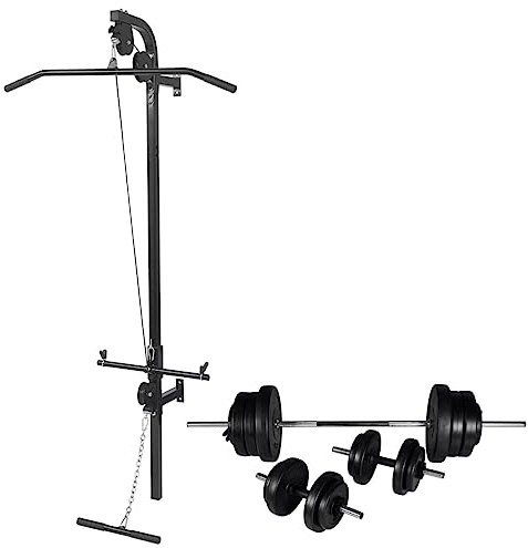 Nqyjm Stazione fitness a parete con bilanciere, set da 60,5 kg, per casa, palestra