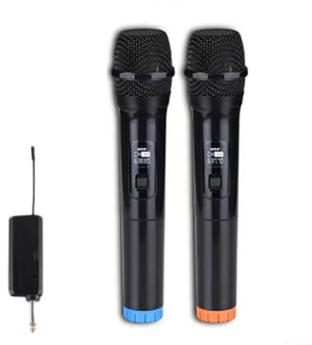 Microfono wireless portatile dinamico con durata della batteria di 8 ore e portata di 30 m per karaoke club per matrimoni e amplificazione audio (da 1 a 2)