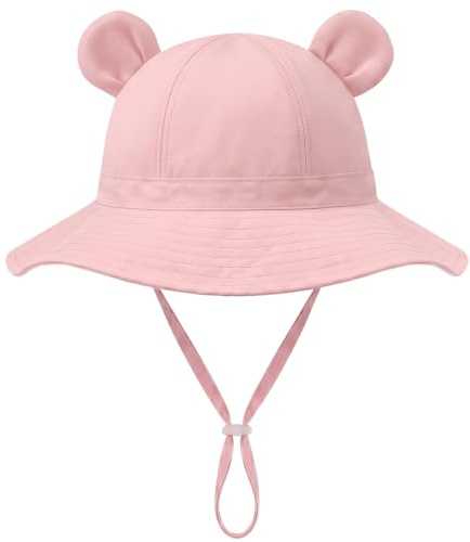 KOOOGEAR Kids Sun Hat Summer Toddler Beach Bucket Hat UPF 50+ Sun Protection Quick Dry Infant Wide Brim Cap with Adjustable Chin Strap 0-5 Years (UK, Age, 9 Months, 24 Months, Pink)