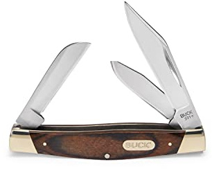 Buck Knives 371 Stockman 3-Blade Folding Pocket Knife, Woodgrain, 3.1 oz
