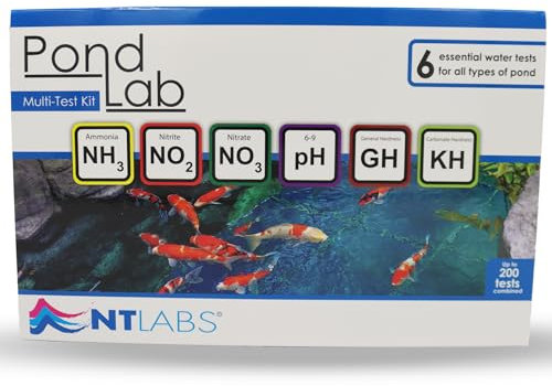 NT Labs Pond Lab Multi Test Kit (All-in-one Water Testing Kit - Ammonia, Nitrite, Nitrate, pH, General Hardness (GH) and Carbonate Hardness (KH)), Accurate Results, Easy to Use (Up to 200 Tests)