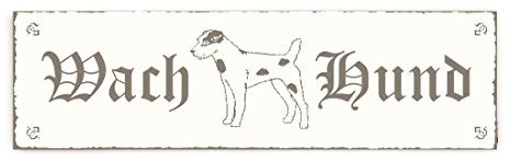 SCHILD Dekoschild « WACH HUND - JACK RUSSEL TERRIER » Shabby Vintage Holzschild Türschild Dekoration Warnschild