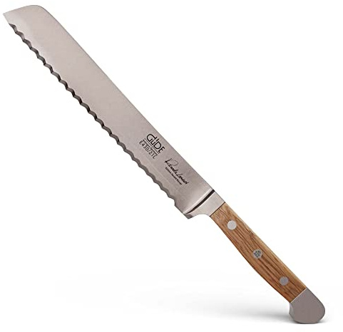 GÜDE Solingen - Brödkniv vänsterhänt smidd, 21 cm, fat ek, ALPHA-FASSEICHE - double bolster, Handgjord Tyskland