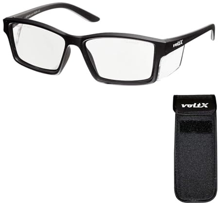 voltX 'VISION' säkerhetsläsare full lins förstorade läsning säkerhetsglasögon UKCA & CE EN166 fot certifierade (+3.0 dioptre, klar lins) med halvstyv expanderbar säkerhetspåse – anti-dimbelagd