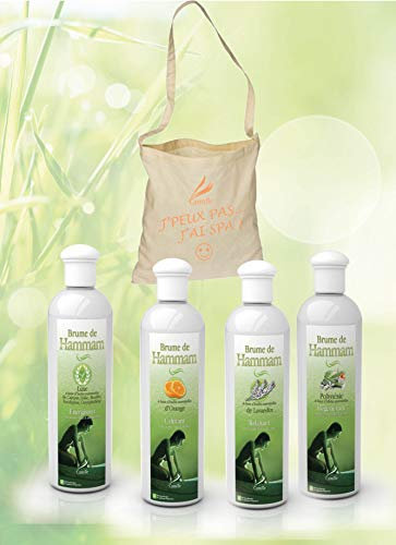 Camylle - Dampfbad-Duft-Auswahl mit einer schönen Baumwolltasche als Geschenk mit vier Flaschen:1 x 250ml Luxe - 1 x 250ml Orange - 1 x 250ml Lavandin - 1 x 250ml Polynesie