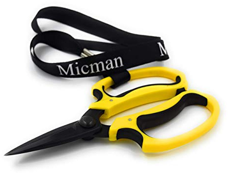 Micman Professional Grade Floral Scissors. High Carbon Steel Teflon Coated Blade (no rust) with Comfort Grip Handle.